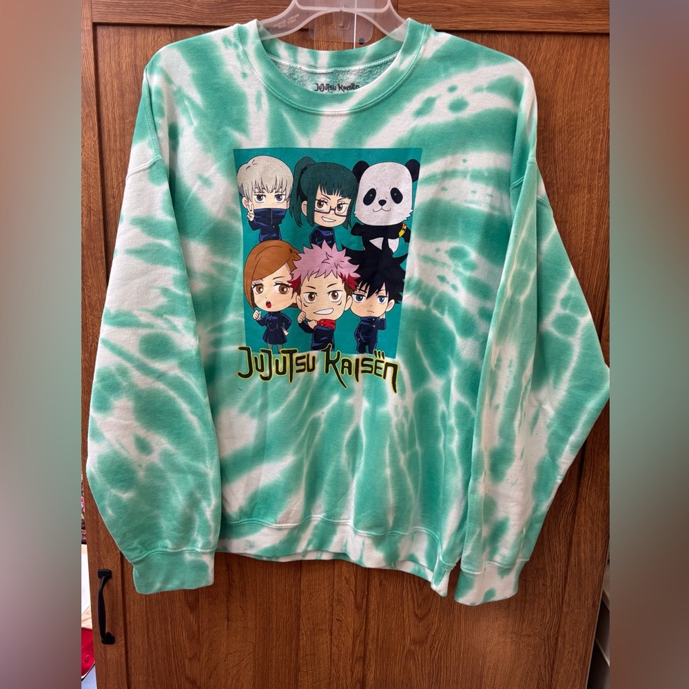 Jujutsu Kaisen Green Tie-Dye Sweater 27.5 in long 25 wide Great find!!